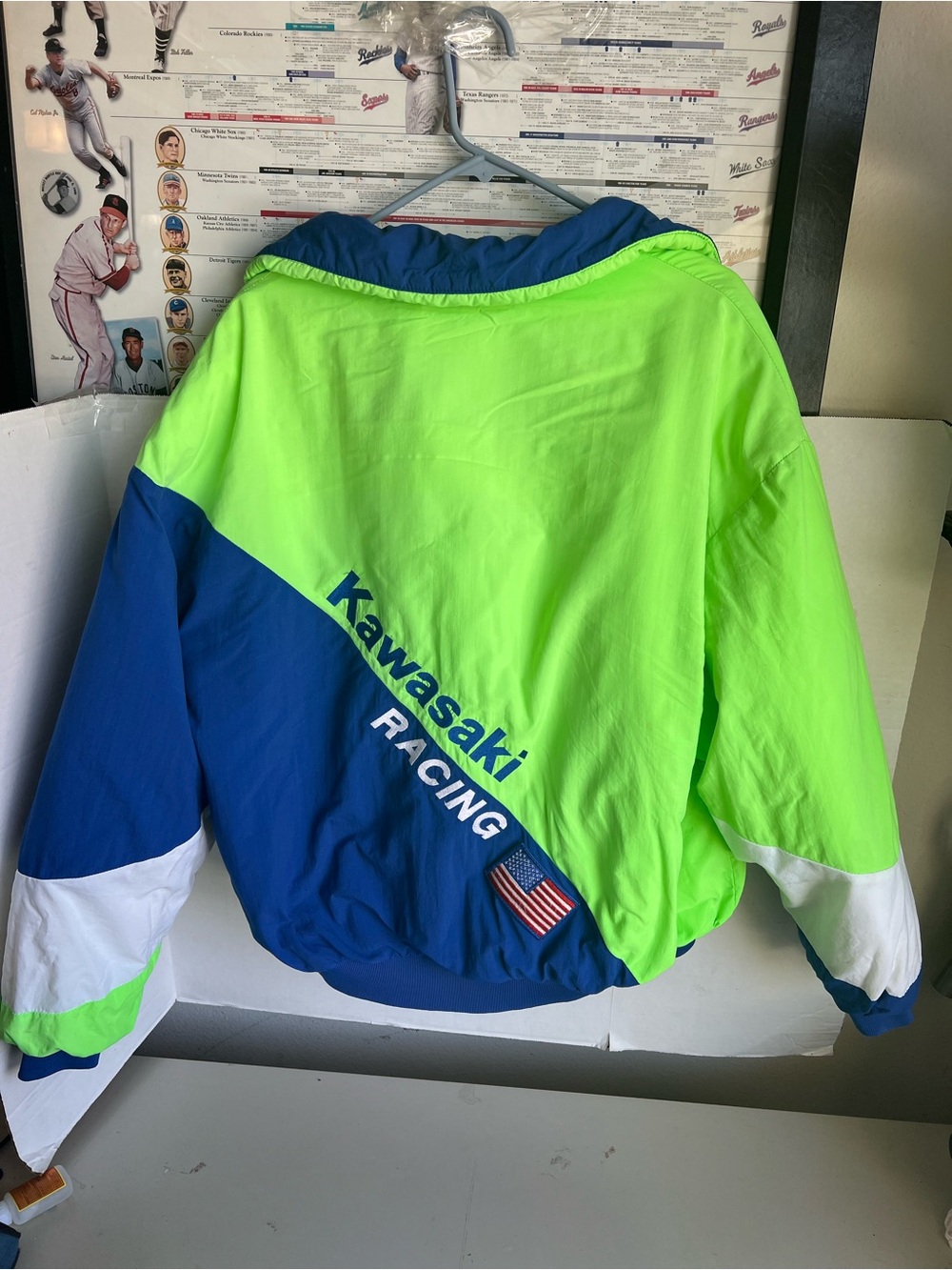 Men’s Neon Green & Blue Racing Performance Jacket - Picture 6 of 7